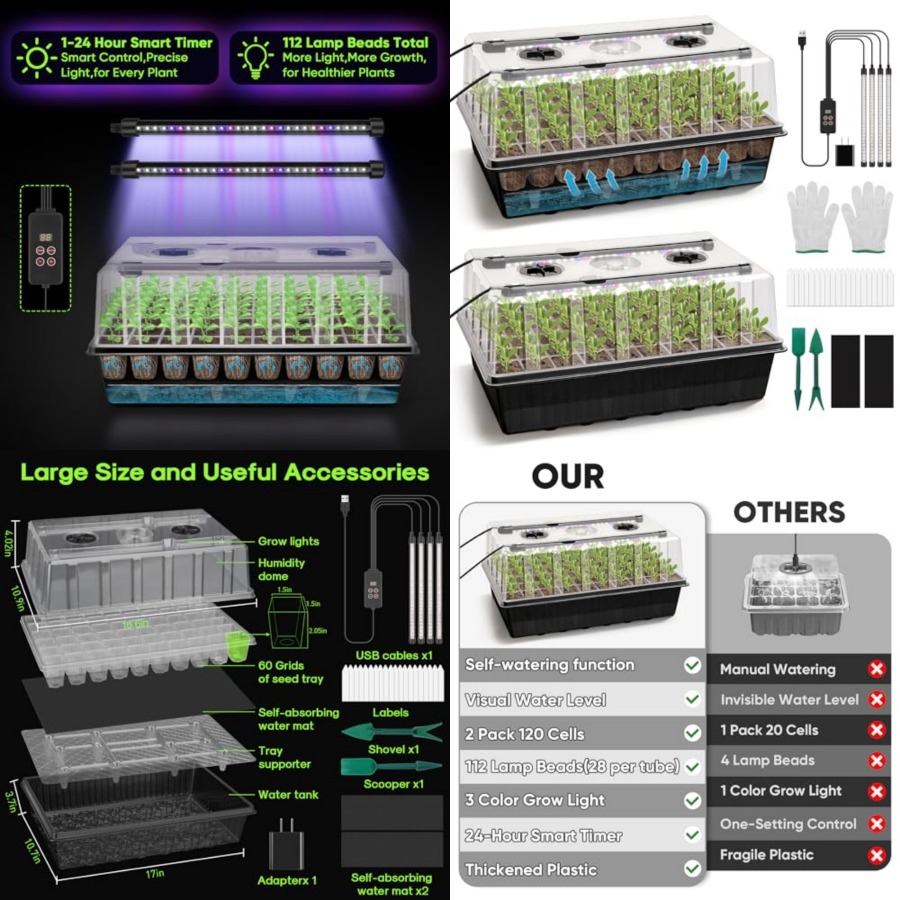 Baki Semai Benih Otomatis 120  - Humidity Dome Kit ulasan dan harga