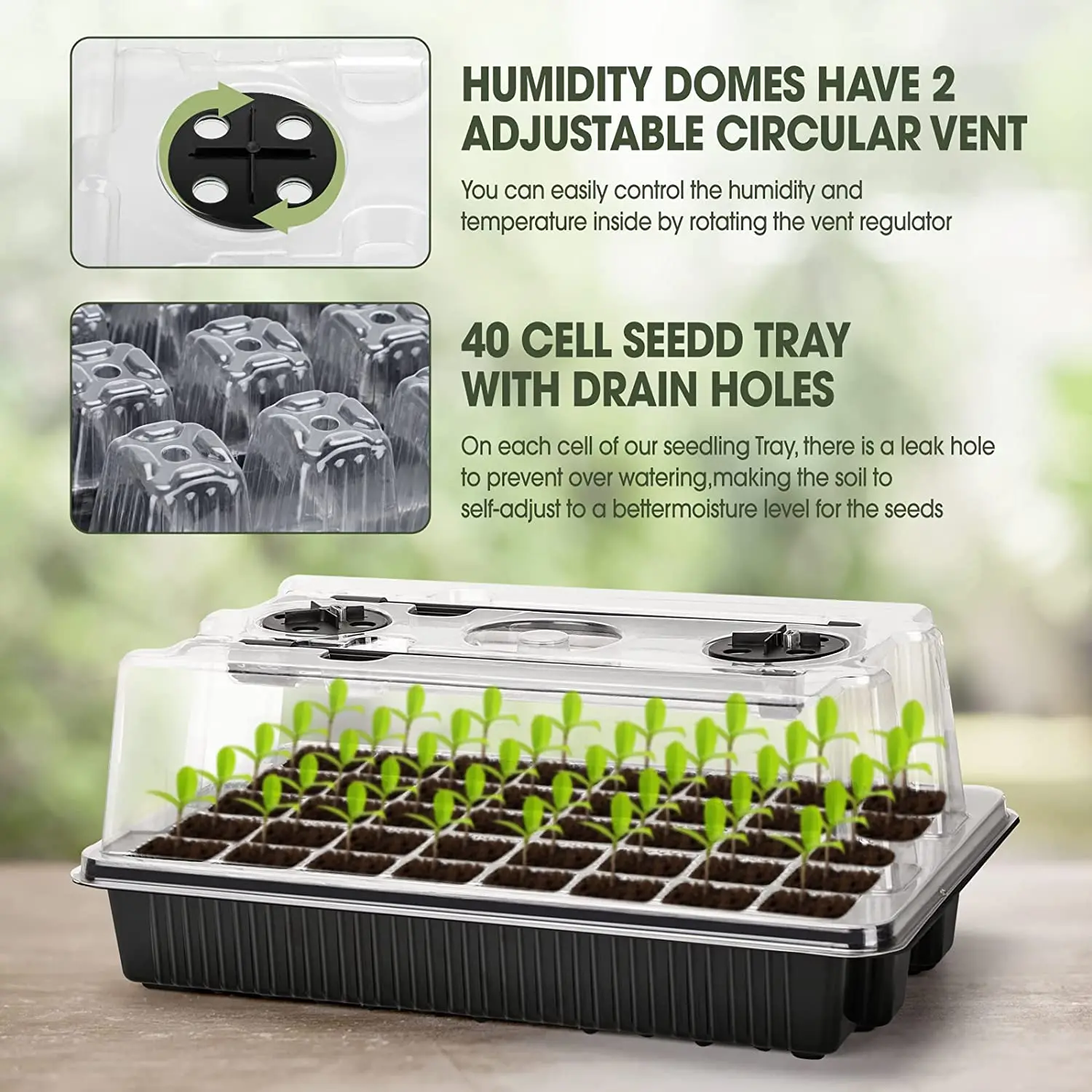 1 Set, Baki Semai Benih Dengan - Humidity Dome Kit ulasan dan harga